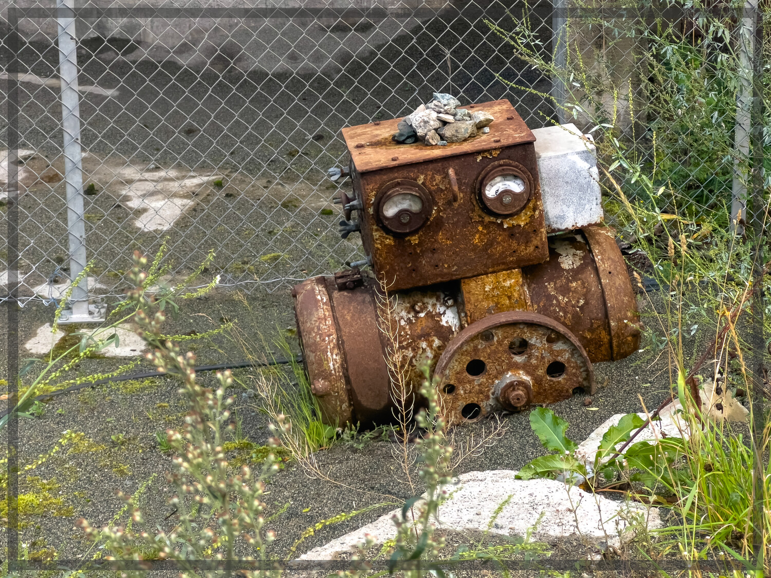  Sad little robot, buried and abandoned.  