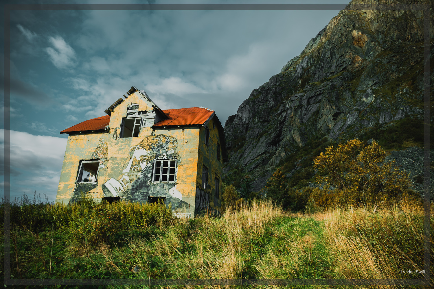  Abandoned farmhouse. Beautiful view through the windows.  